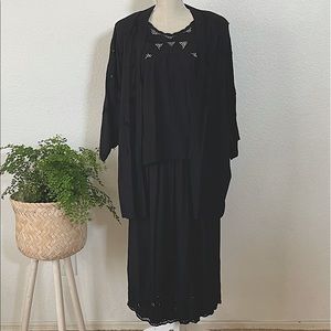 Three piece vintage black outfit ,lace detailing